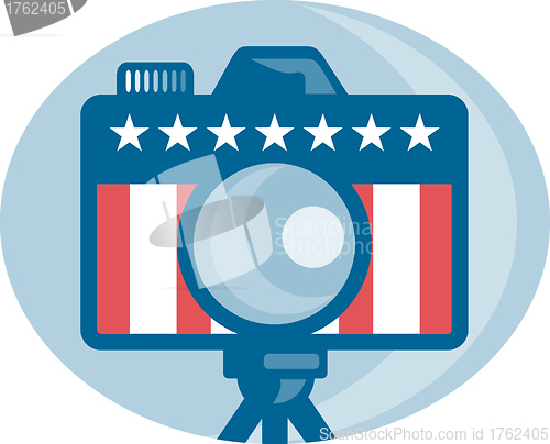 Image of American DSLR Camera Stars and Stripes Flag