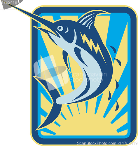 Image of Blue Marlin Fish Jumping Retro