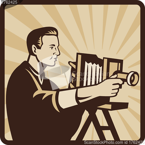 Image of Photographer Shooting Vintage Camera Retro