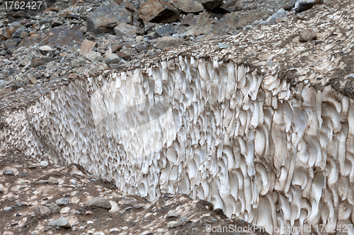 Image of Crevasse in glacier, close-up view.