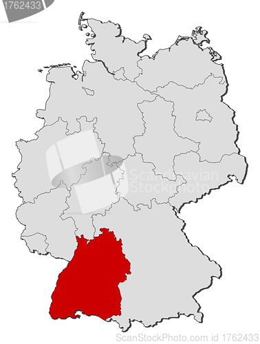 Image of Map of Germany, Baden-Württemberg highlighted