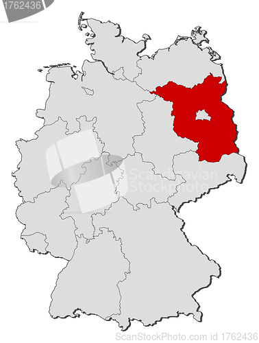 Image of Map of Germany, Brandenburg highlighted