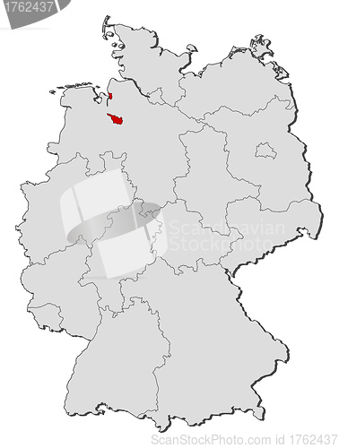 Image of Map of Germany, Bremen highlighted