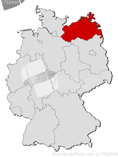 Image of Map of Germany, Mecklenburg-Vorpommern highlighted
