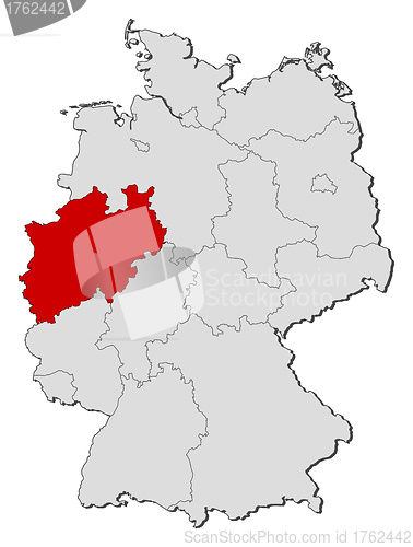 Image of Map of Germany, North Rhine-Westphalia highlighted