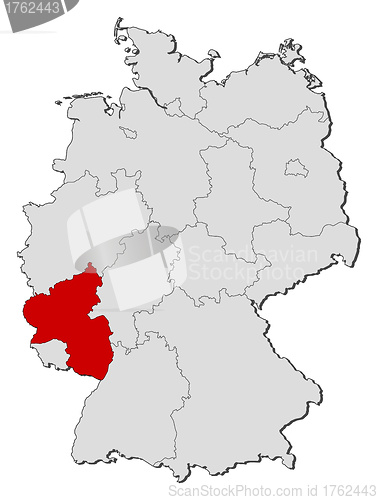 Image of Map of Germany, Rhineland-Palatinate highlighted
