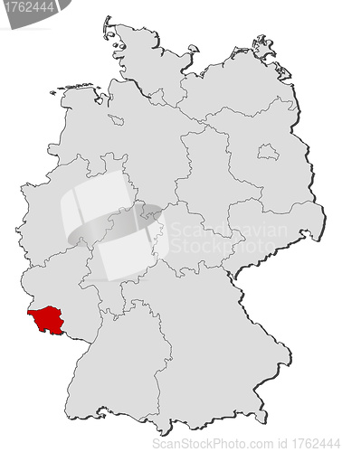 Image of Map of Germany, Saarland highlighted