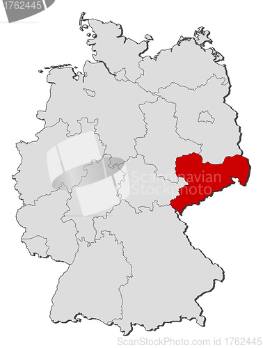 Image of Map of Germany, Saxony highlighted