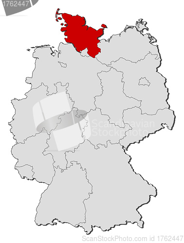 Image of Map of Germany, Schleswig-Holstein highlighted