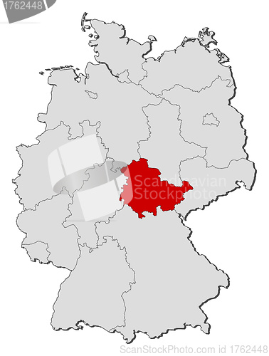 Image of Map of Germany, Thuringia highlighted