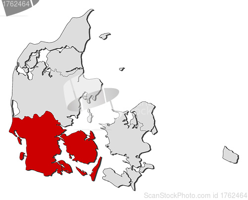 Image of Map of Danmark, South Denmark highlighted