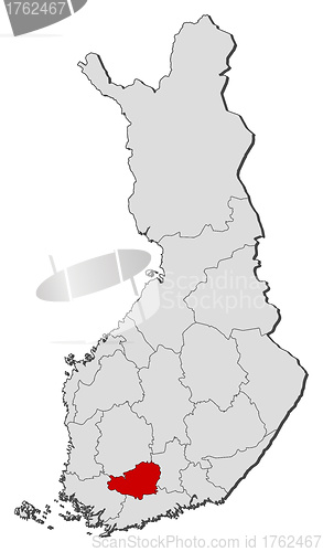Image of Map of Finland, Tavastia Proper highlighted