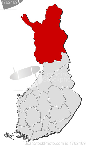 Image of Map of Finland, Lapland highlighted