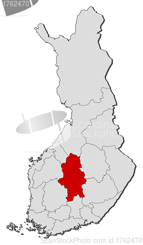 Image of Map of Finland, Central Finland highlighted