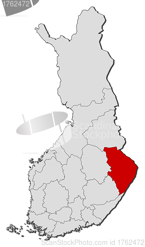 Image of Map of Finland, North Karelia highlighted