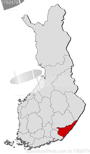 Image of Map of Finland, South Karelia highlighted
