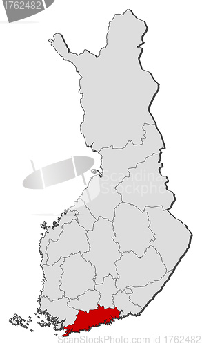 Image of Map of Finland, Uusimaa highlighted