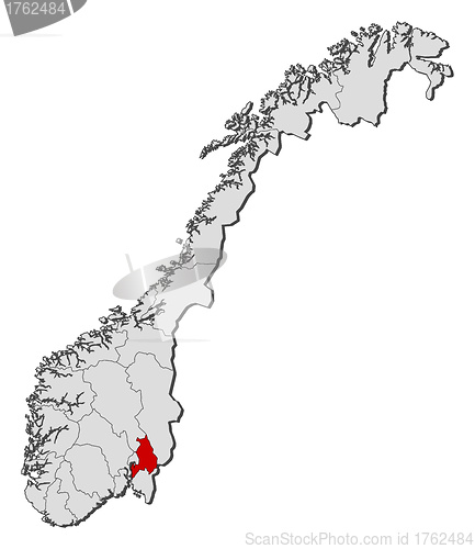 Image of Map of Norway, Akershus highlighted