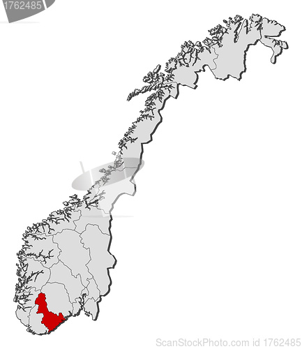 Image of Map of Norway, Aust-Agder highlighted