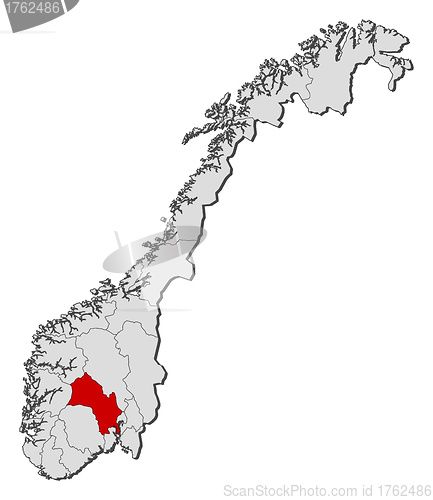 Image of Map of Norway, Buskerud highlighted