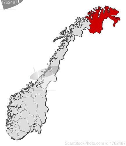 Image of Map of Norway, Finnmark highlighted