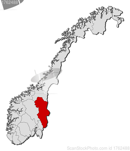 Image of Map of Norway, Hedmark highlighted