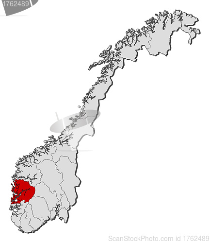 Image of Map of Norway, Hordaland highlighted