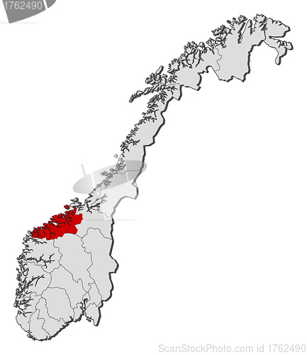 Image of Map of Norway, Møre og Romsdal highlighted