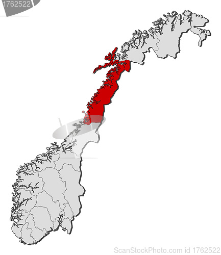 Image of Map of Norway, Nordland highlighted