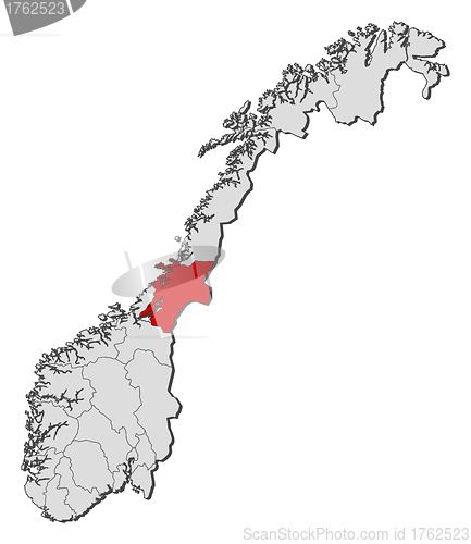 Image of Map of Norway, Nord-Trøndelag highlighted