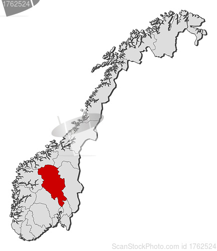 Image of Map of Norway, Oppland highlighted