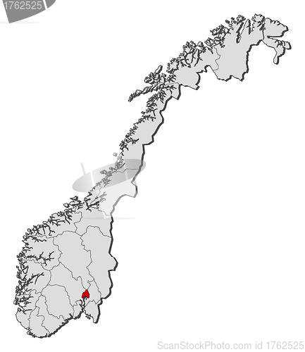 Image of Map of Norway, Oslo highlighted