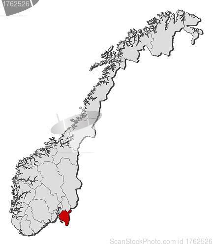 Image of Map of Norway, Østfold highlighted