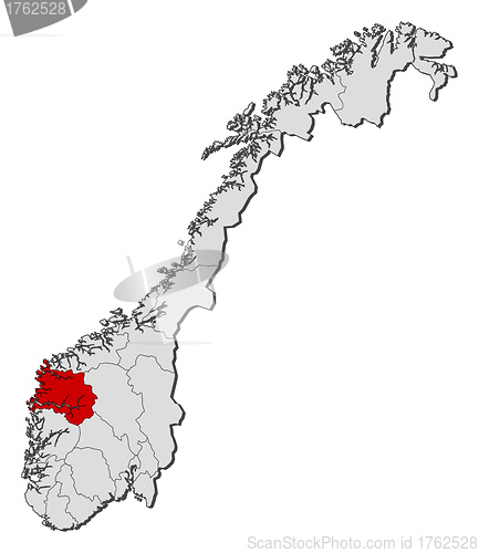 Image of Map of Norway, Sogn og Fjordane highlighted