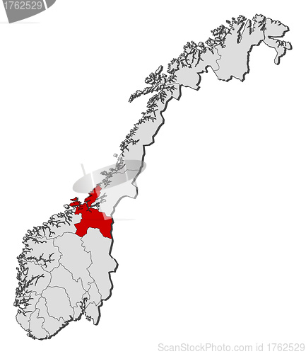 Image of Map of Norway, Sør-Trøndelag highlighted