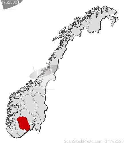 Image of Map of Norway, Telemark highlighted
