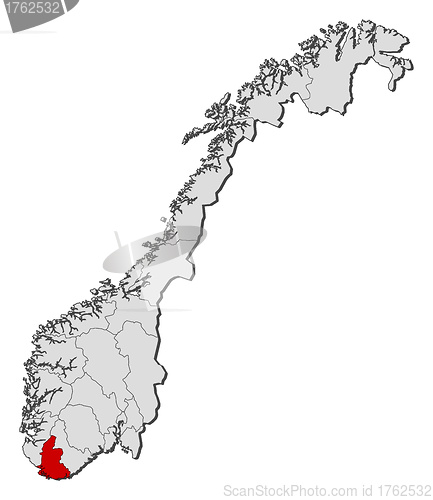 Image of Map of Norway, Vest-Agder highlighted