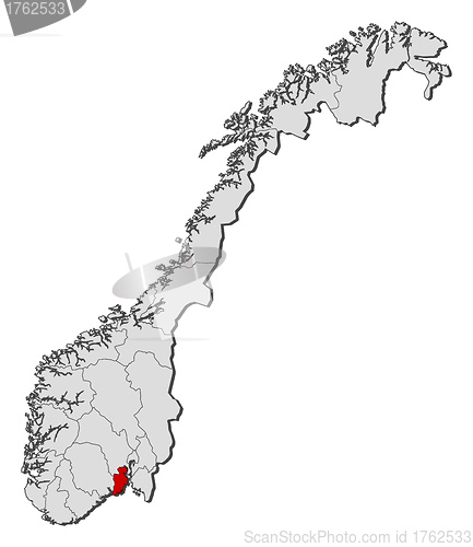 Image of Map of Norway, Vestfold highlighted