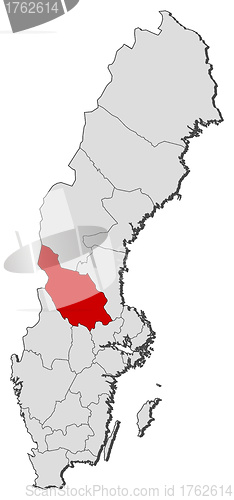 Image of Map of Sweden, Dalarna County highlighted