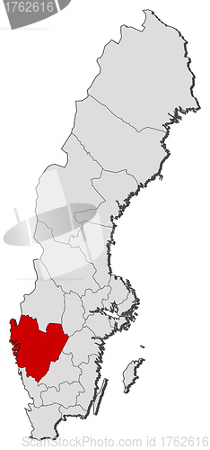 Image of Map of Sweden, Västra Götaland County highlighted