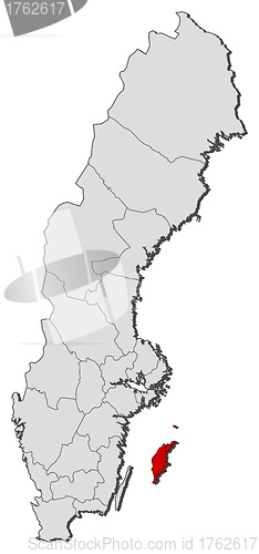 Image of Map of Sweden, Gotland County highlighted