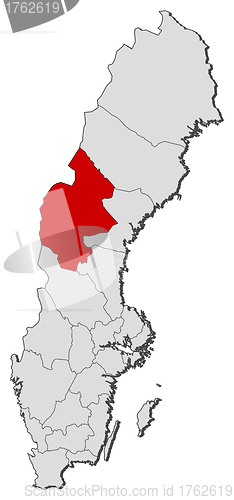 Image of Map of Sweden, Jämtland County highlighted