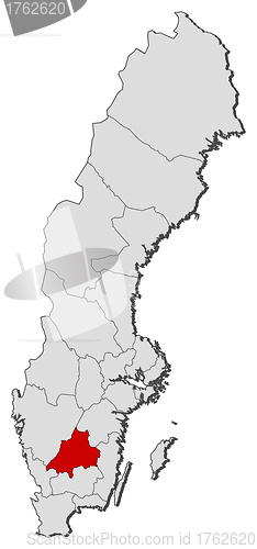 Image of Map of Sweden, Jönköping County highlighted