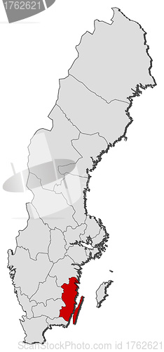 Image of Map of Sweden, Kalmar County highlighted