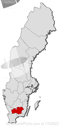 Image of Map of Sweden, Kronoberg County highlighted