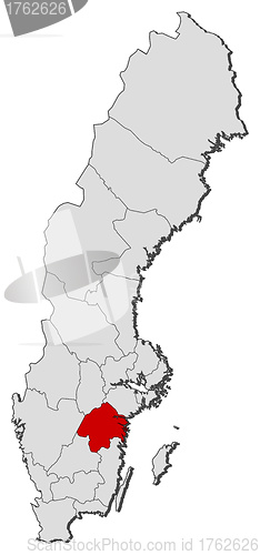 Image of Map of Sweden, Östergötland County highlighted