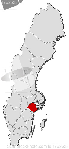 Image of Map of Sweden, Södermanland County highlighted