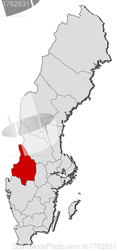 Image of Map of Sweden, Värmland County highlighted