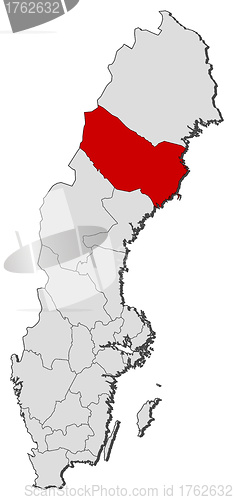 Image of Map of Sweden, Västerbotten County highlighted