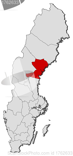 Image of Map of Sweden, Västernorrland County highlighted